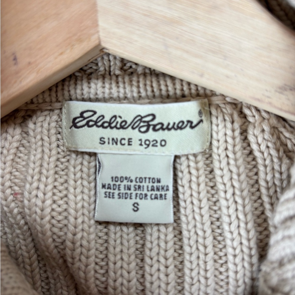 Eddie Bauer Women's Beige Oatmeal Ribbed Cardigan Fisherman core Heritage Small - Picture 5 of 10